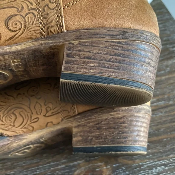 Roper Ava Embossed Snip Toe Western Ankle Boots Booties Womens 7 Tan Brown - Picture 6 of 10